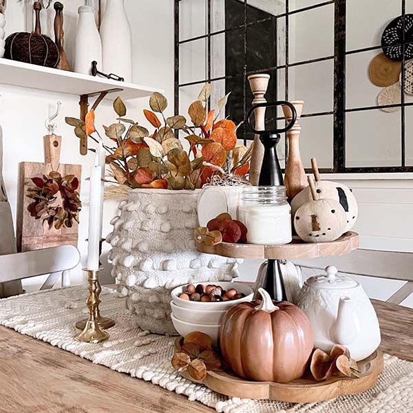 Scalloped Wood Two Tiered Display Tray