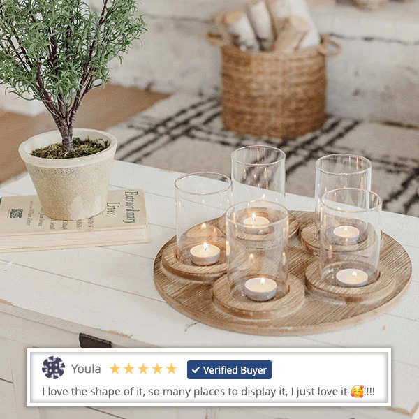 Wooden Candle Holder Display Tray