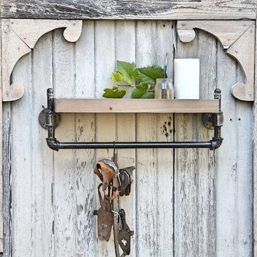 Rustic Wood and Pipe Shelf
