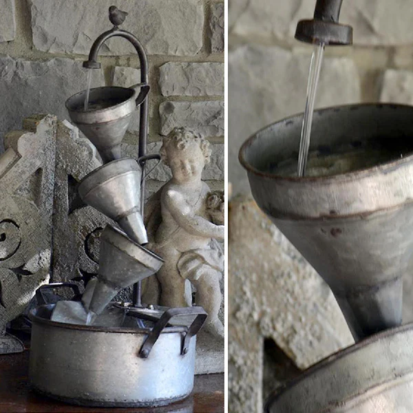 Galvanized Funnel Fountain