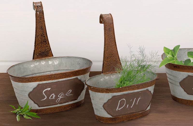 Tin Wall Buckets with Chalkboard  Set of 3