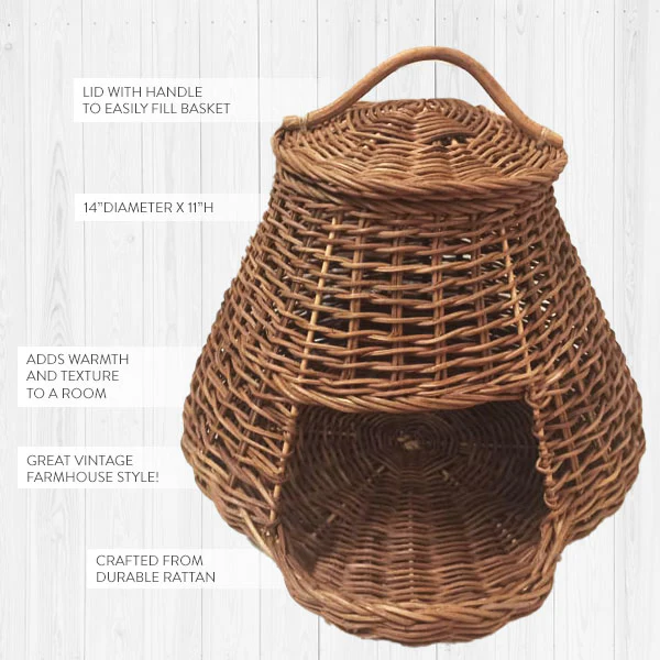 Handwoven Wicker Vegetable Basket with Lid