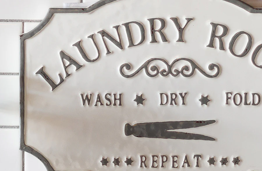 Embossed Metal Laundry Room Sign