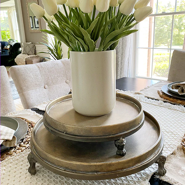 Antique Patina Iron Display Risers, Set of 2