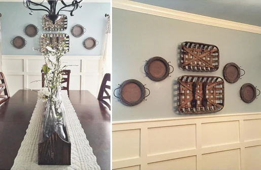 Carved Wooden Round Serving Tray  Set Of 2