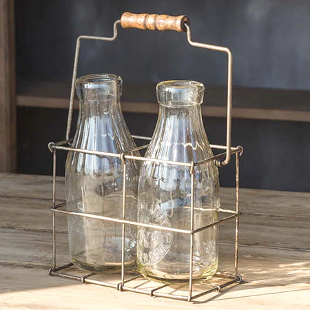 Milkman's Delivery with 2 Glass Milk Jars