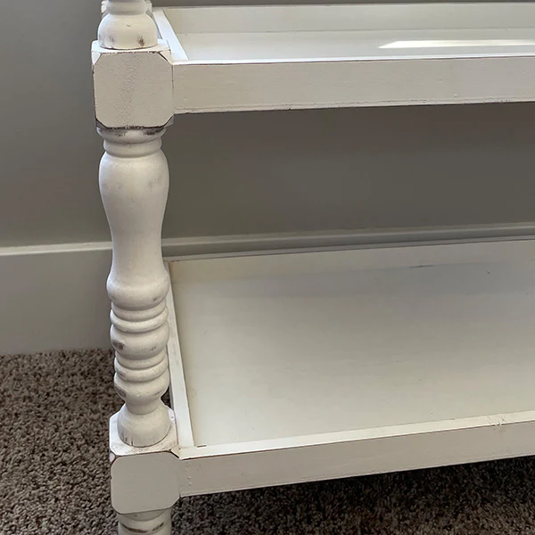Three Tier Whitewashed Spindle Side Table