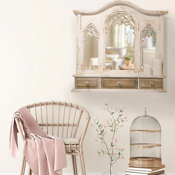 Distressed Mirror Wall Shelf