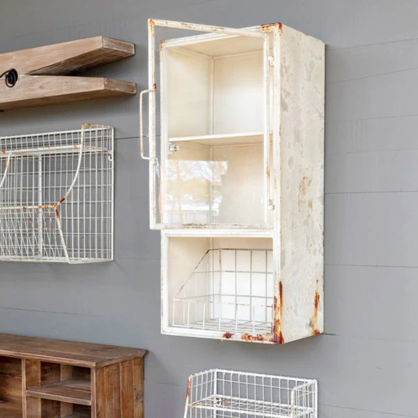 Aged White Water Closet Cabinet