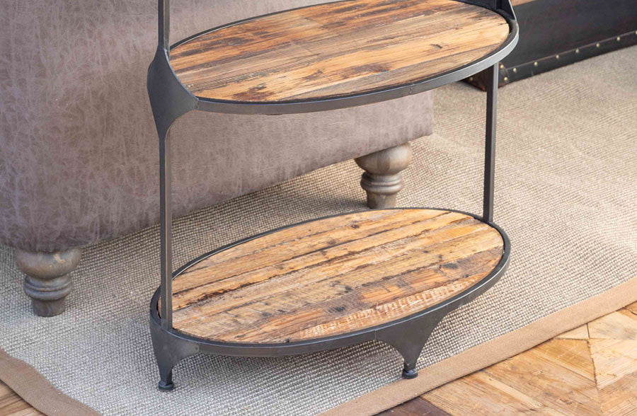 Oblong Metal and Reclaimed Wood Shelf