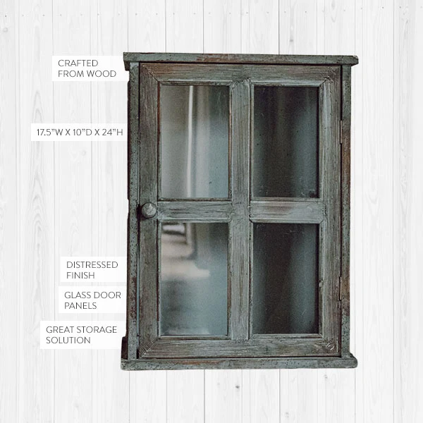 Distressed Turquoise Wood Cabinet