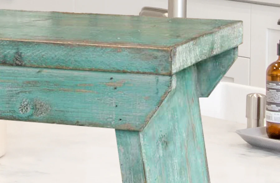 Sage Green Distressed Wooden Riser Stool