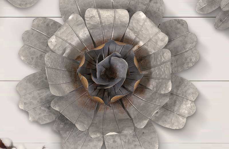 Galvanized Wall Flowers  Set of 3