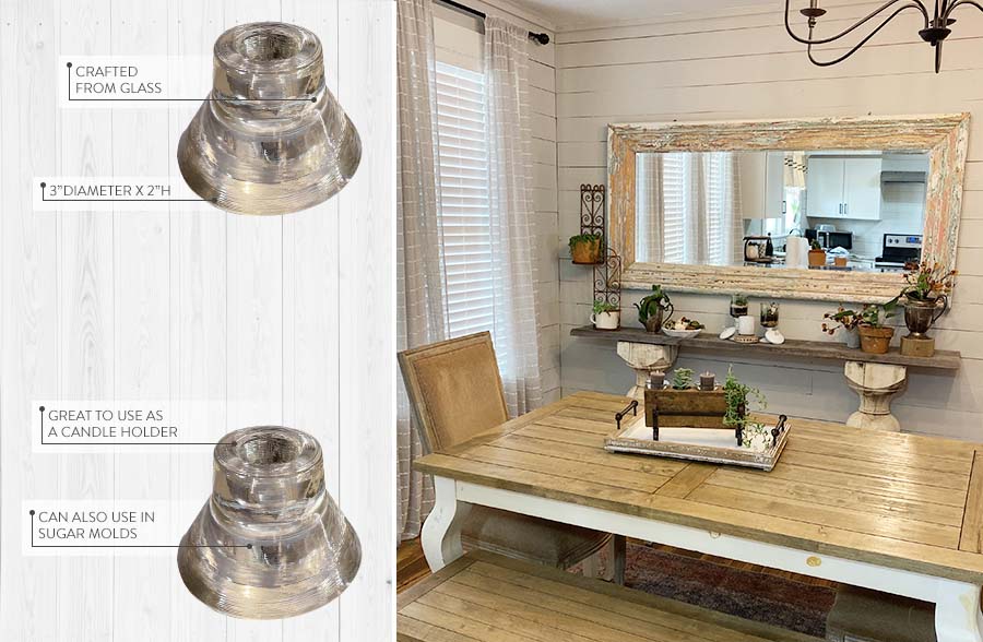 FOUND Glass Sugarmold Taper Candle Holders, Set of 2