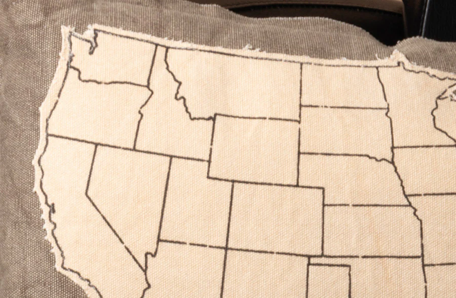 USA Cream Canvas Throw Pillow