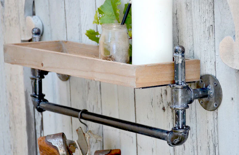 Rustic Wood and Pipe Shelf