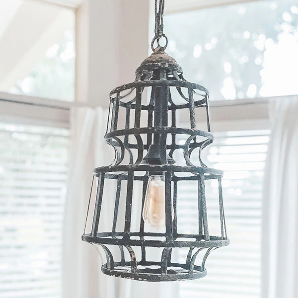 Distressed Metal Caged Pendant Light