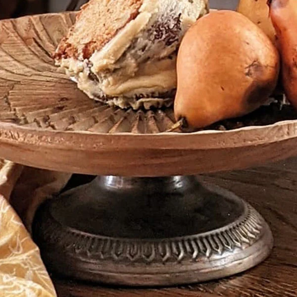 Carved Wooden Cake Stand Riser