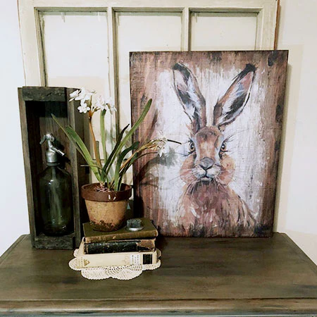 Wooden Framed Bunny Painting