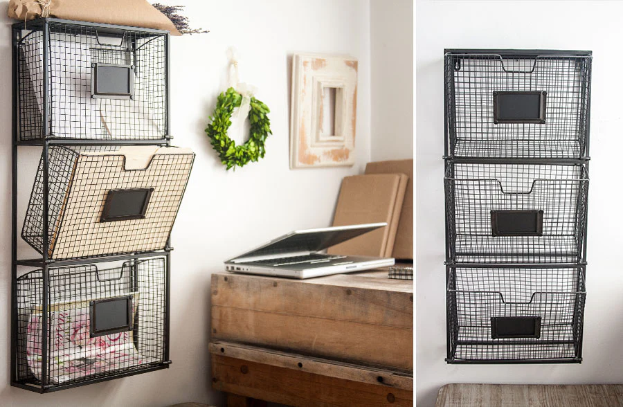 HUGE Hanging File Organizer w/ 3 Tilting Baskets