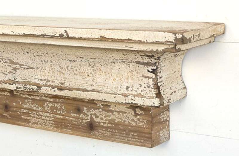 Distressed Chippy Wood Floating Shelf