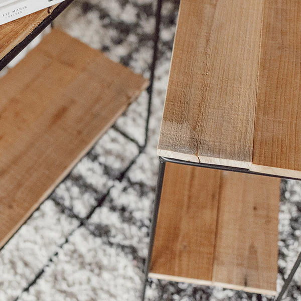 Two-Tier Rustic Wooden Accent Tables, Set of 2