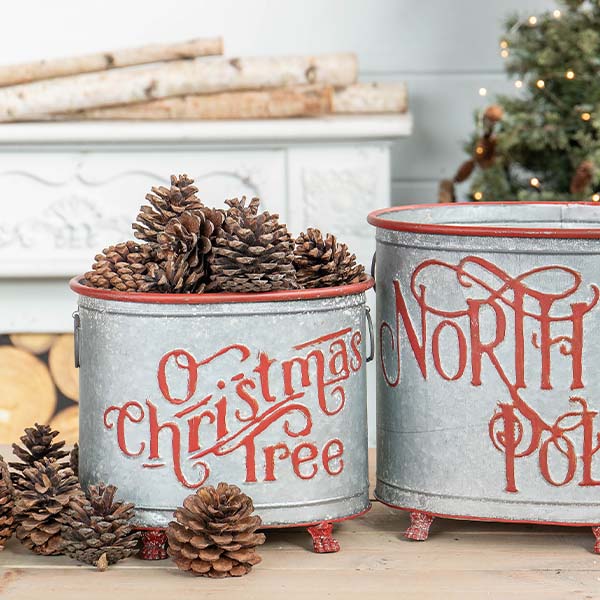 Iron Christmas Planters, Set of 2