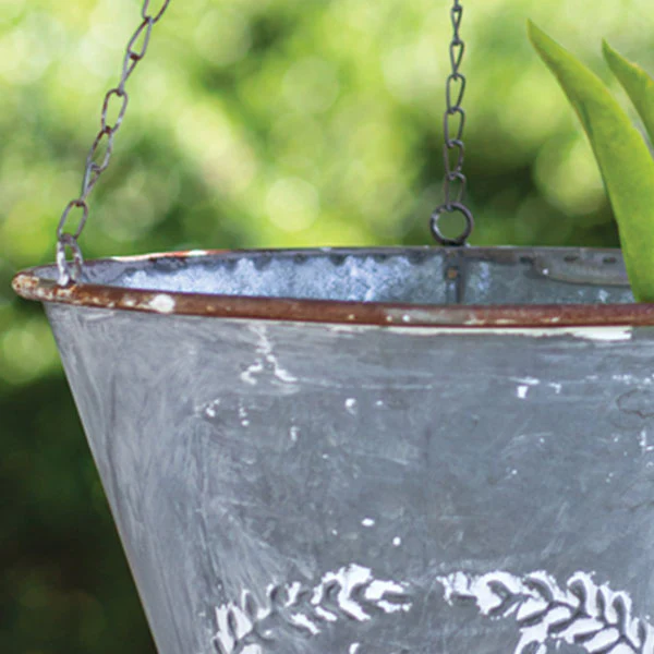 Distressed Metal Hanging Flower Planter