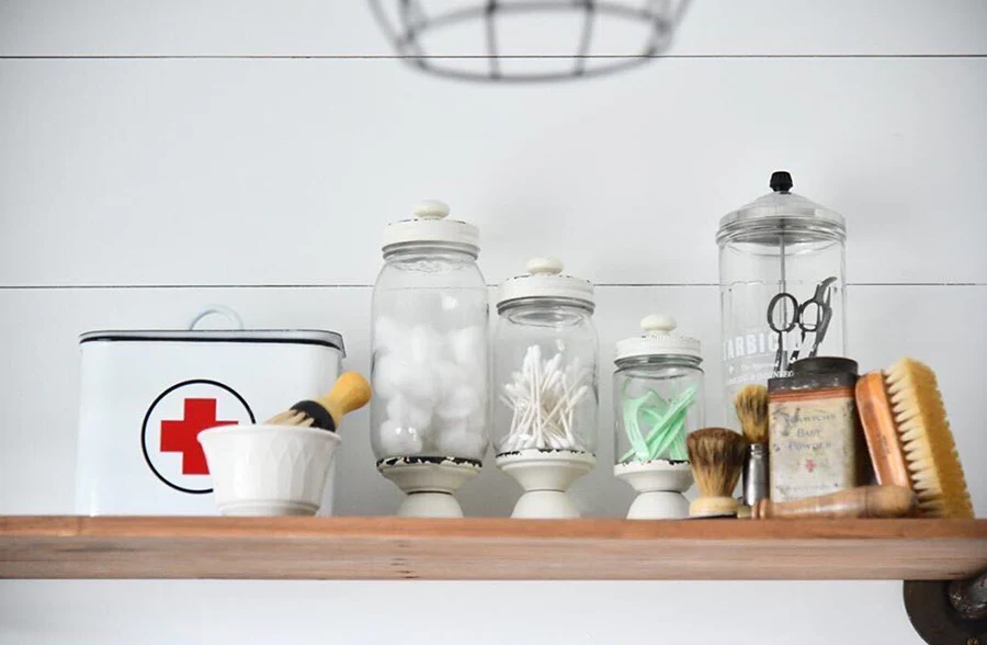 Distressed Glass Apothecary Canisters, Set of 3