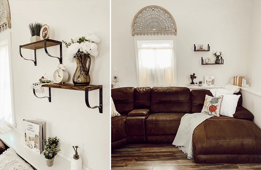 Industrial Wooden Open Shelving, Set of 2