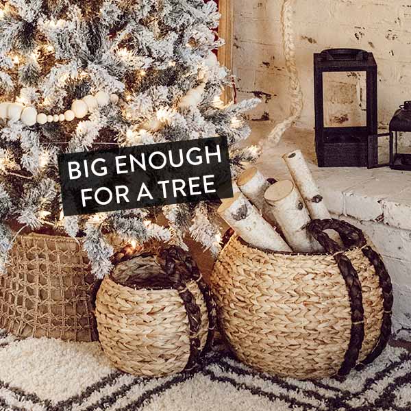 Round Handwoven Seagrass Round Handled Baskets