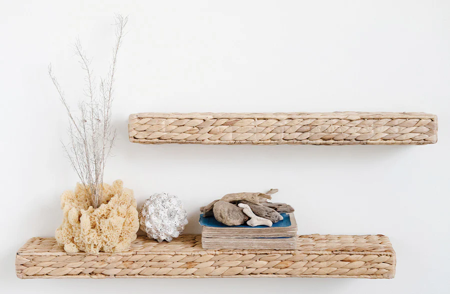 Handwoven Water Hyacinth Wall Shelf