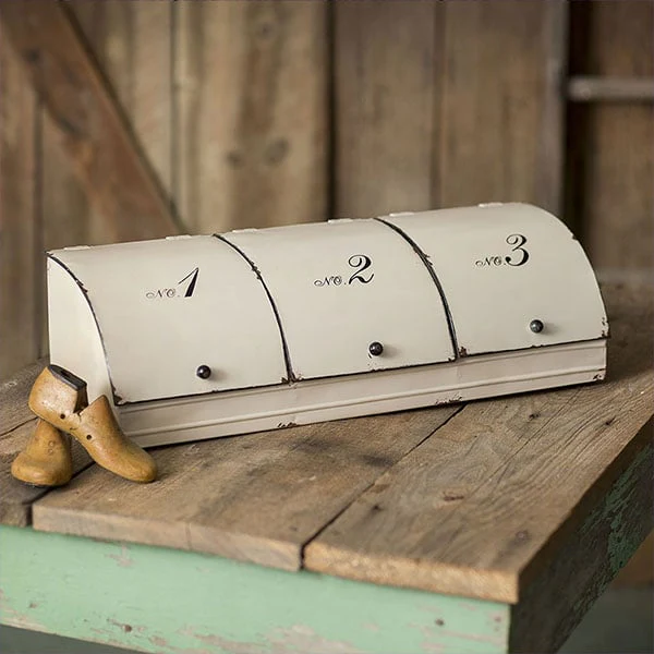 Chippy Enamel Three Door Storage Bin