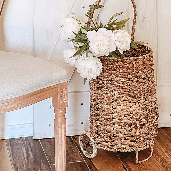 Woven Market Basket with Wheels