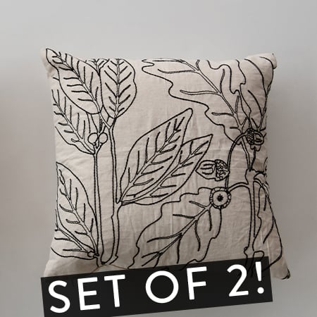 Botanical Embroidery Throw Pillows, Set of 2