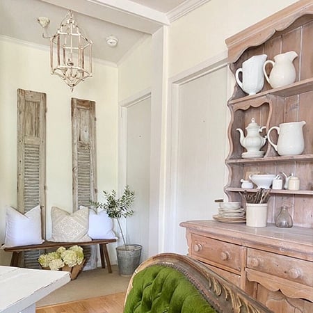 Chippy White Metal and Wood Chandelier