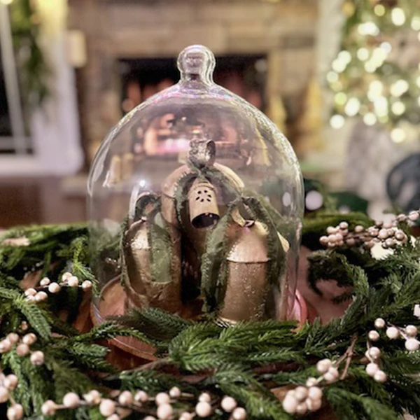 Glass Bell Shaped Cloche with Wood Base