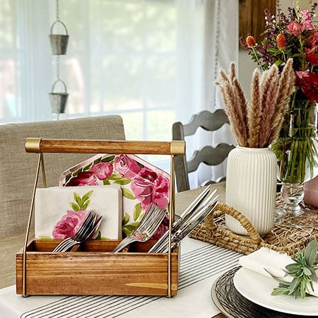 Wooden Kitchen Caddy with Handle