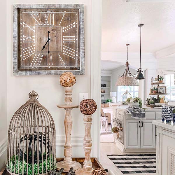 Dark Finish Square Wooden Wall Clock