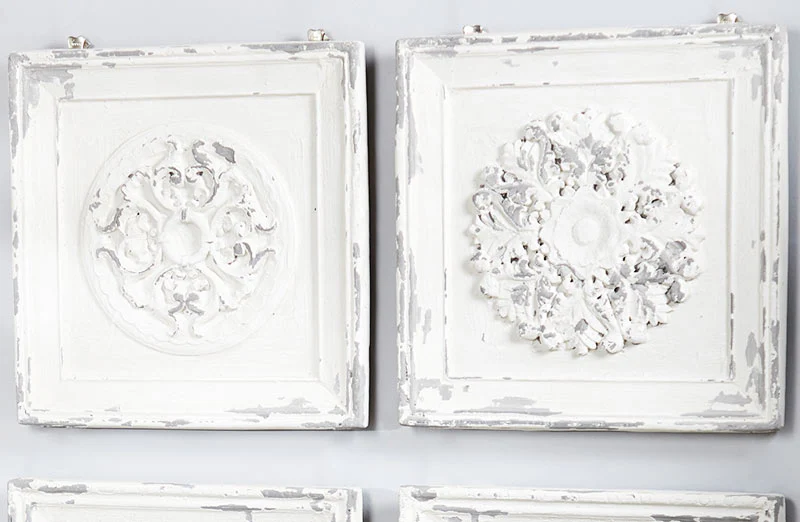 Chippy White Wall Medallions  Set of 4