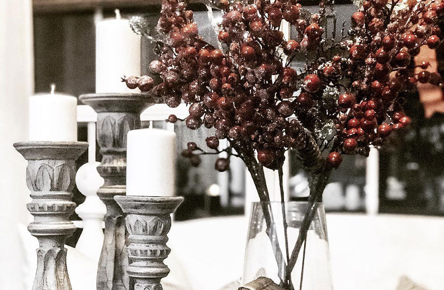 Traditional Distressed Dark Gray Wood Candle Holders, Set of 3