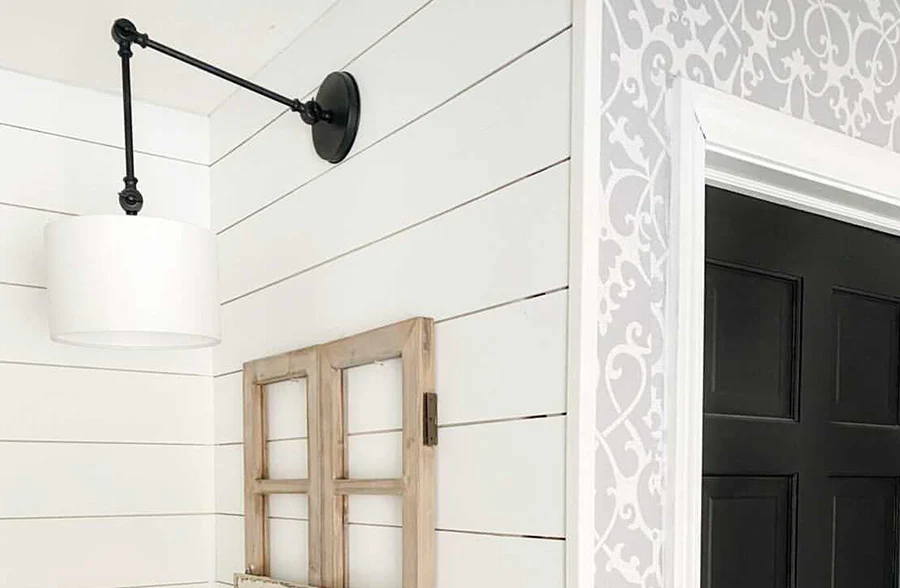 Articulating Arm Linen Drum Shade Sconce