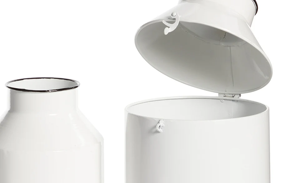 Chippy Enamel Farm House Milk Jugs, Set of 2