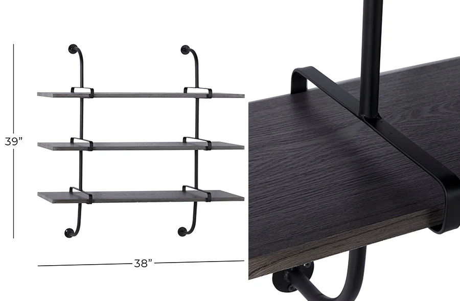 Industrial Pipe Three Tiered Shelf
