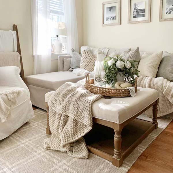 Oversized Wooden Tufted Ottoman