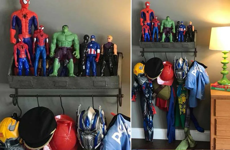 Mudroom Wall Organizer with Hooks