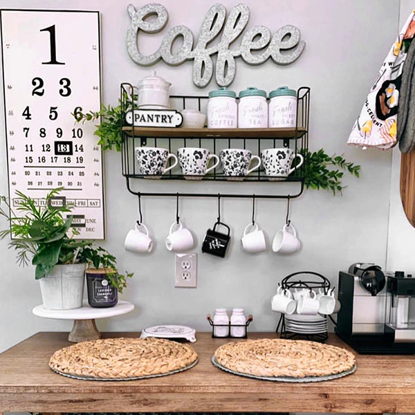 Metal Wall Shelf With Sliding Hooks