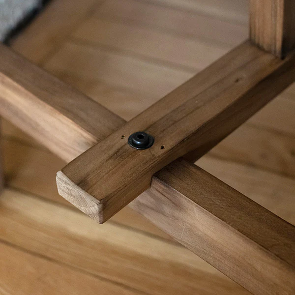 Reclaimed Wood End Table with Trestle Reinforced Sawhorse Base