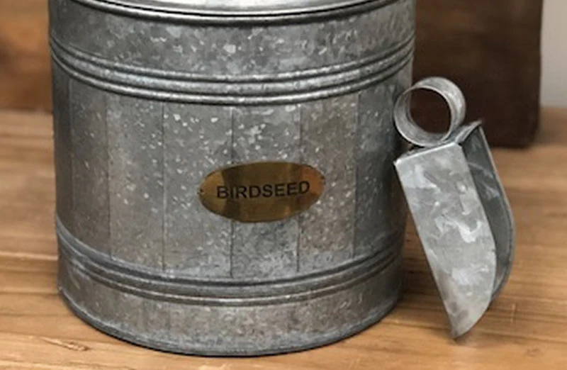 Galvanized Birdseed Canister
