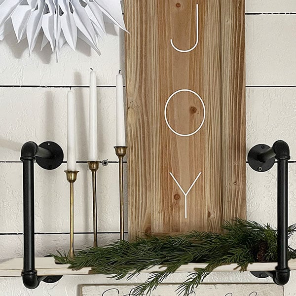 Industrial Pipe Whitewashed Wall Shelf